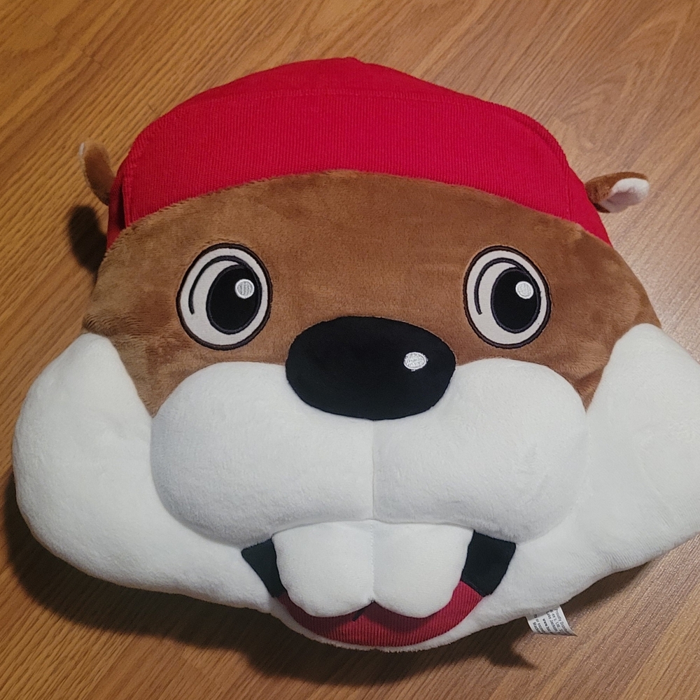 Red and Brown Stuffed Animal Pillow